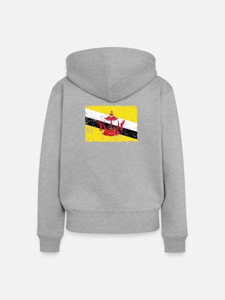 Brunei-Flaggenweinleseeffekt - Frauen Premium Bio Zip Hoodie - Grau meliert