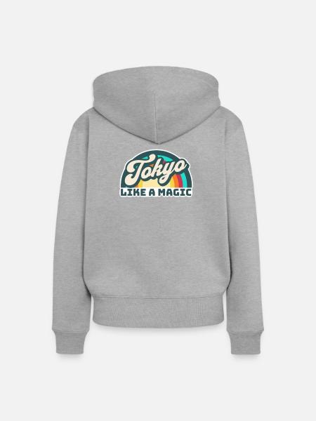 Tokyo City 60s design - Frauen Premium Bio Zip Hoodie - Grau meliert