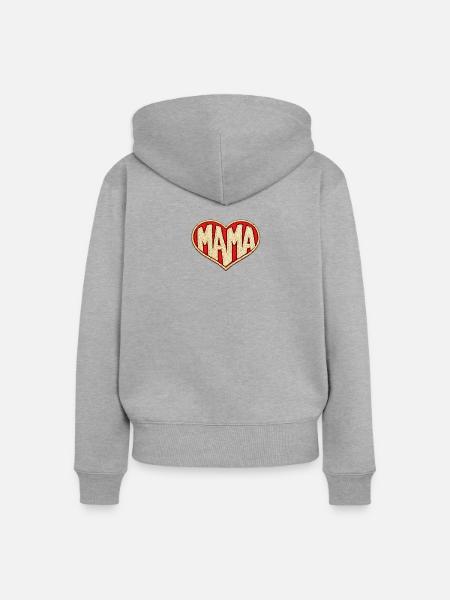 Mama Herz  - Frauen Premium Bio Zip Hoodie - Grau meliert