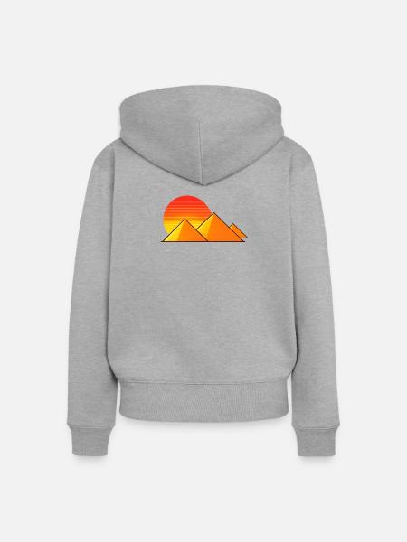 Sonnenuntergang über Pyramiden - Frauen Premium Bio Zip Hoodie - Grau meliert