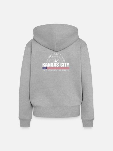 Kansas City - Frauen Premium Bio Zip Hoodie - Grau meliert