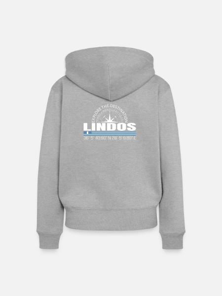 Lindos - Frauen Premium Bio Zip Hoodie - Grau meliert