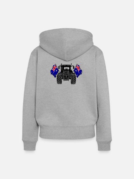 Traktor zwei Flaggen Australien - Frauen Premium Bio Zip Hoodie - Grau meliert