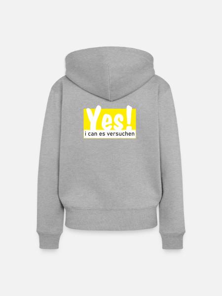 Yes i can es versuchen! - Frauen Premium Bio Zip Hoodie - Grau meliert