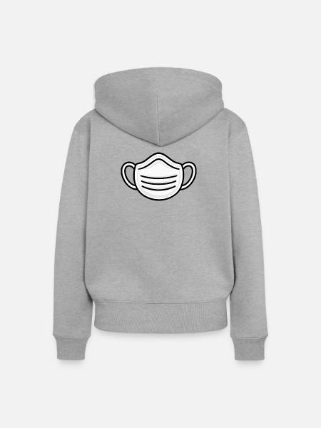 Weißes Gesichtsmasken-Liniensymbol - Frauen Premium Bio Zip Hoodie - Grau meliert