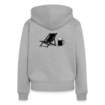 Liegestuhl Bierkrug Silhouette - Frauen Premium Bio Zip Hoodie - Grau meliert - Hinten - Selfina (174cm)
