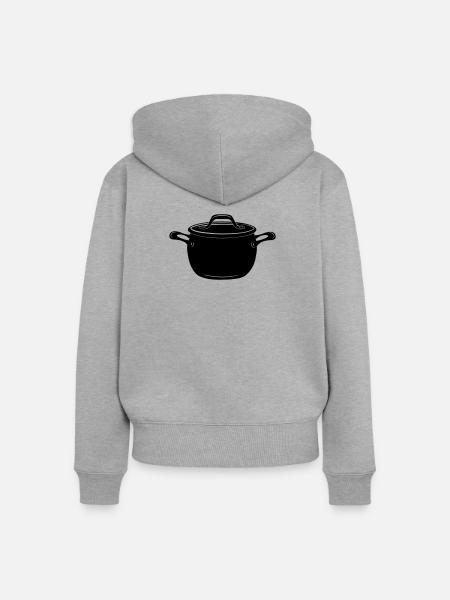 Suppe oder Pfanne - Frauen Premium Bio Zip Hoodie - Grau meliert