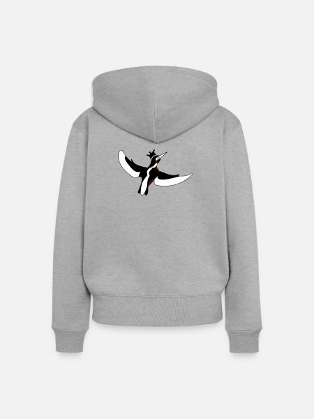 Stilisierte Eisvogel Vogel-Silhouette im Kontrast - Frauen Premium Bio Zip Hoodie - Grau meliert