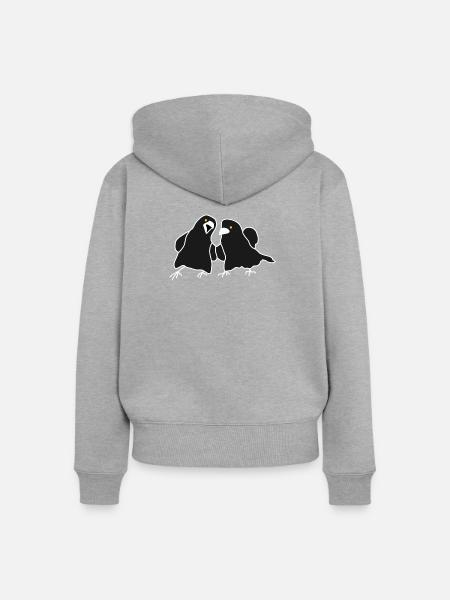 Minimalistisches Raven-Duo - Frauen Premium Bio Zip Hoodie - Grau meliert