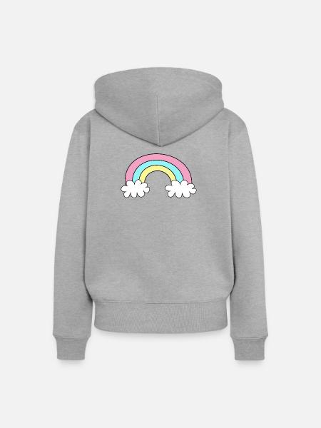 Regenbogen Kinderbild - Frauen Premium Bio Zip Hoodie - Grau meliert