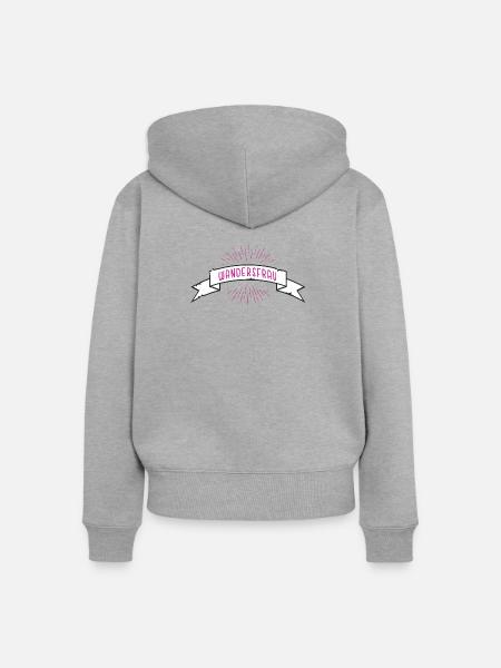 Wandersfrau Banderole Schleife - Frauen Premium Bio Zip Hoodie - Grau meliert