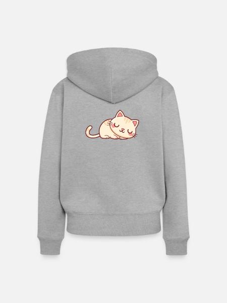Weichschläfer-Kätzchen - Frauen Premium Bio Zip Hoodie - Grau meliert