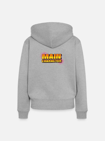 MAIN CHARACTER - Frauen Premium Bio Zip Hoodie - Grau meliert