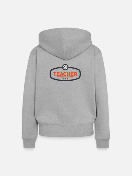 Der beste Lehrer: Ret-Schul-Abzeichendesign - Frauen Premium Bio Zip Hoodie - Grau meliert
