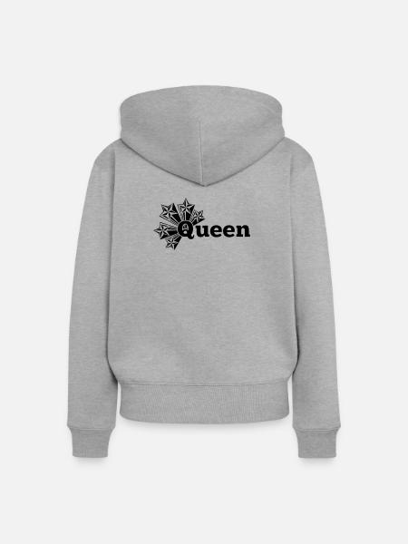 Königin transparent mit Sternen - Frauen Premium Bio Zip Hoodie - Grau meliert