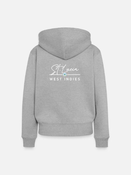 St. Lucia - West Indies - Karibik - Frauen Premium Bio Zip Hoodie - Grau meliert