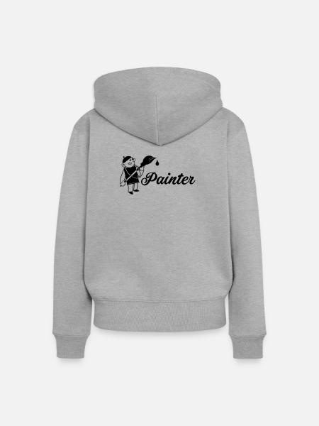 Maler mit Pinsel Text painter - Frauen Premium Bio Zip Hoodie - Grau meliert