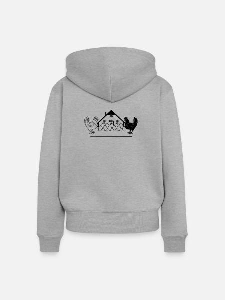 Dunkles und helles Hühnermonogramm-Logo - Frauen Premium Bio Zip Hoodie - Grau meliert
