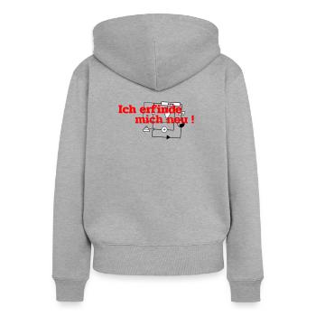 Ich erfinde mich neu - Frauen Premium Bio Zip Hoodie - Grau meliert - Hinten - Selfina (174cm)