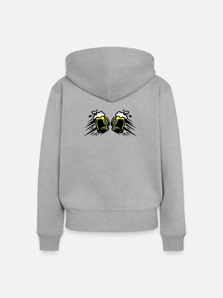 Bier Bierglas Anstoßen Symbol - Frauen Premium Bio Zip Hoodie - Grau meliert