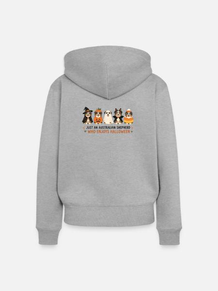 Halloween Aussie Shepherd Crew - Frauen Premium Bio Zip Hoodie - Grau meliert