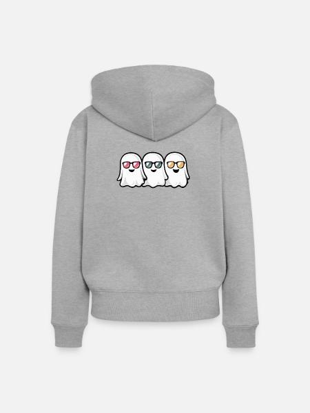Geister Halloween - Frauen Premium Bio Zip Hoodie - Grau meliert