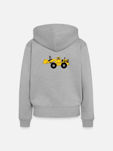 Gelber Bulldozer - Frauen Premium Bio Zip Hoodie - Grau meliert
