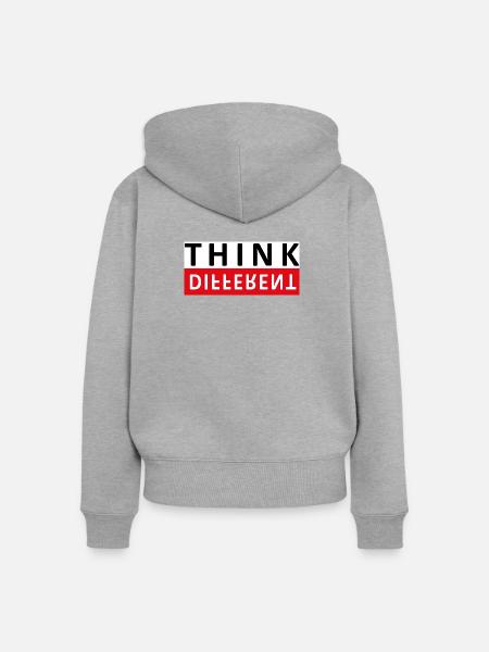 Think Different - Frauen Premium Bio Zip Hoodie - Grau meliert