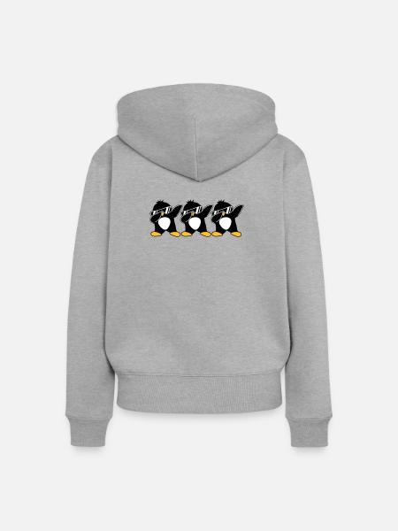 Dab Team Pinguin - Frauen Premium Bio Zip Hoodie - Grau meliert