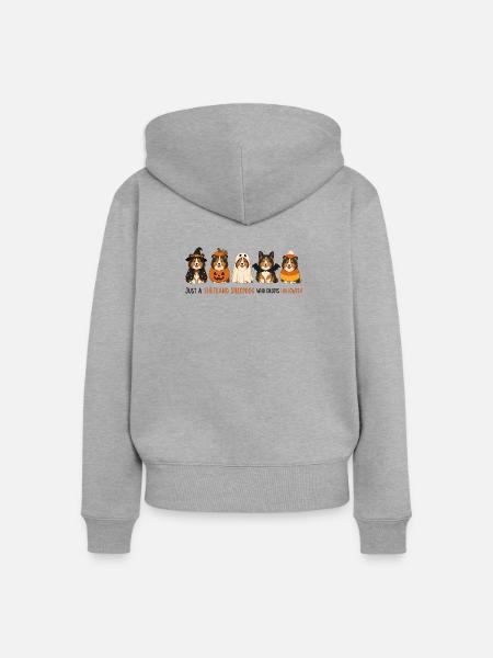 Shetland Sheepdog Halloween Crew - Frauen Premium Bio Zip Hoodie - Grau meliert