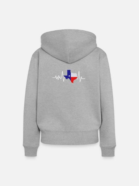 Texas Herzschlag Flagge - Frauen Premium Bio Zip Hoodie - Grau meliert