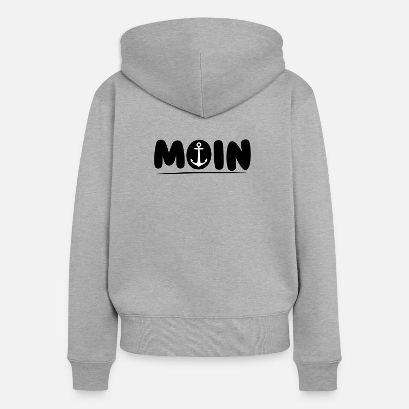 Moin avec Anker - Sweat à capuche zippé Premium bio Femme - gris chiné