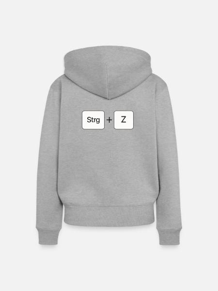 Strg + Z - Frauen Premium Bio Zip Hoodie - Grau meliert
