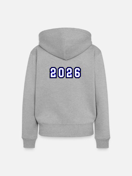 2026 Jahr - Frauen Premium Bio Zip Hoodie - Grau meliert