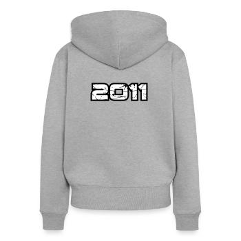 2011 - Frauen Premium Bio Zip Hoodie - Grau meliert - Hinten - Selfina (174cm)