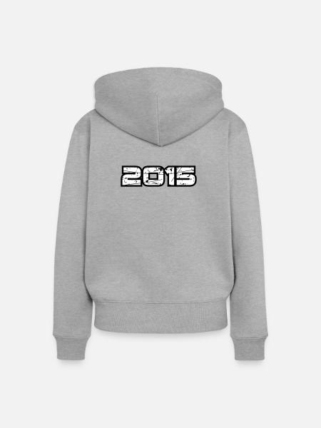 2015 - Frauen Premium Bio Zip Hoodie - Grau meliert