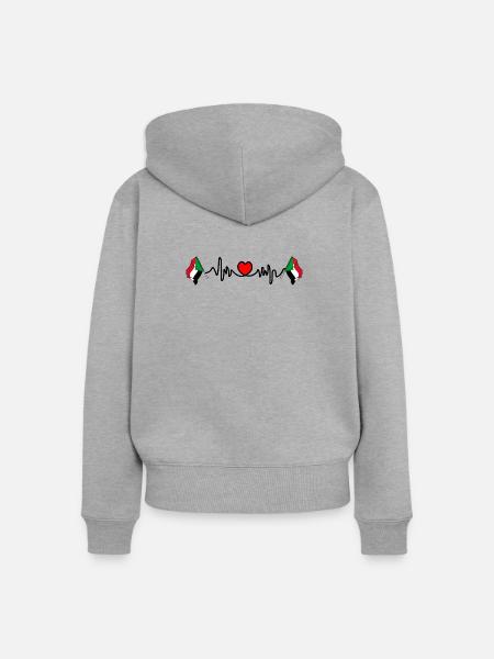 Herzfrequenz Cardio Flagge Sudan - Frauen Premium Bio Zip Hoodie - Grau meliert