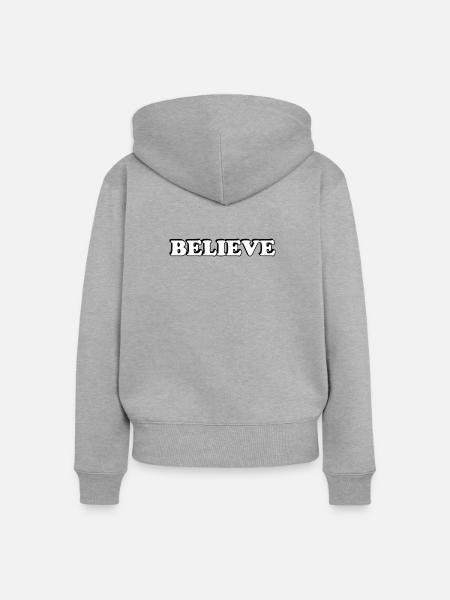 Glauben - Frauen Premium Bio Zip Hoodie - Grau meliert