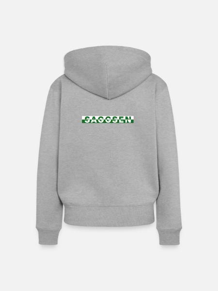 Saggsen / Sachsen - Frauen Premium Bio Zip Hoodie - Grau meliert