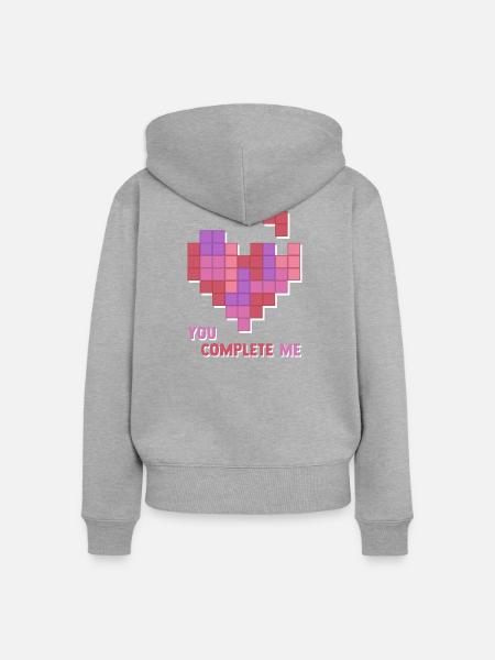 You Complete Me - Frauen Premium Bio Zip Hoodie - Grau meliert