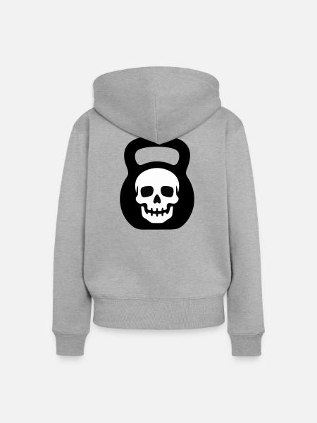 Totenkopf Kettlebell Logo - Frauen Premium Bio Zip Hoodie - Grau meliert