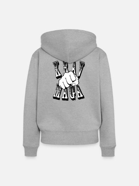 Krav Maga Schlag - Frauen Premium Bio Zip Hoodie - Grau meliert