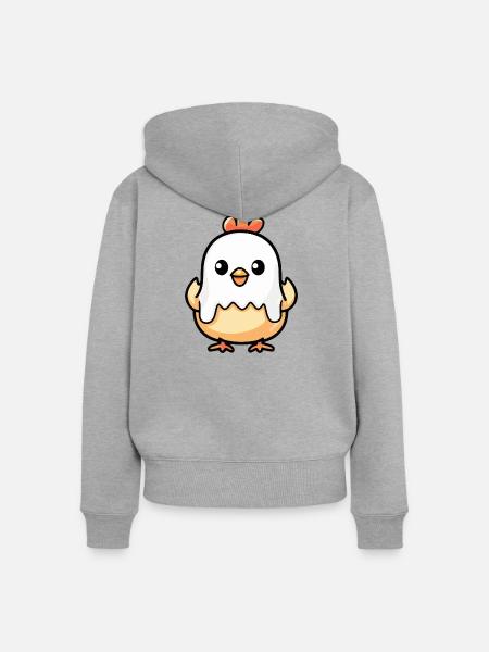 Huhn Halloween Geist - Frauen Premium Bio Zip Hoodie - Grau meliert