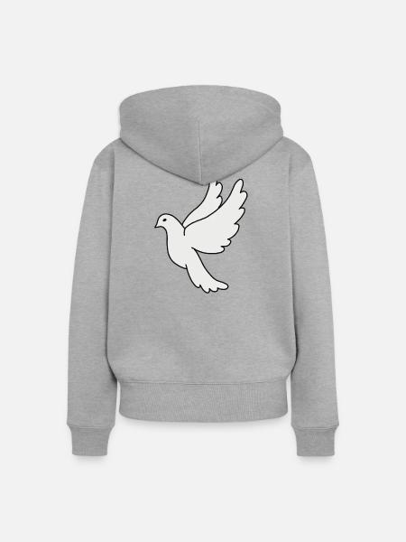 Weiße Taube Silhouette - Frauen Premium Bio Zip Hoodie - Grau meliert
