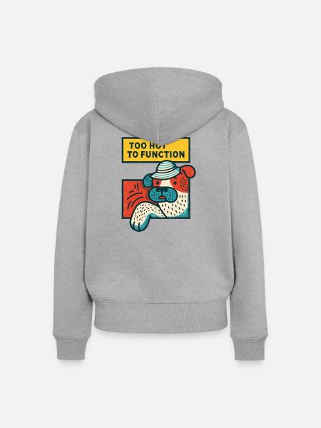 Too Hot to Function Bulldog - Frauen Premium Bio Zip Hoodie - Grau meliert