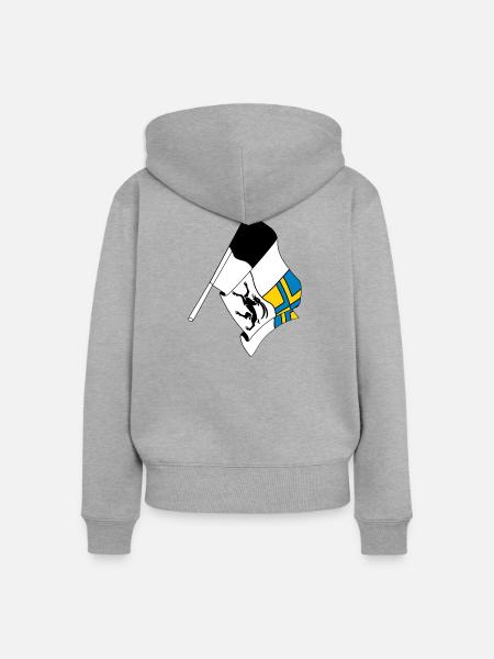 Flagge Graubünden, Schweiz - Frauen Premium Bio Zip Hoodie - Grau meliert