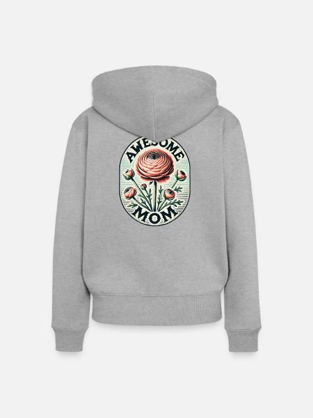 Tolle Mama - Frauen Premium Bio Zip Hoodie - Grau meliert