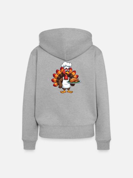 Thanksgiving Truthahn Koch Thanksgiving - Frauen Premium Bio Zip Hoodie - Grau meliert