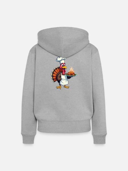 Thanksgiving Truthahn Koch Thanksgiving - Frauen Premium Bio Zip Hoodie - Grau meliert