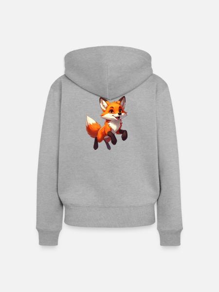 Springender Fuchs - Frauen Premium Bio Zip Hoodie - Grau meliert